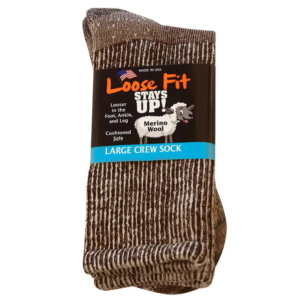 Loose Fit Stays Up Marled Merino Wool Socks