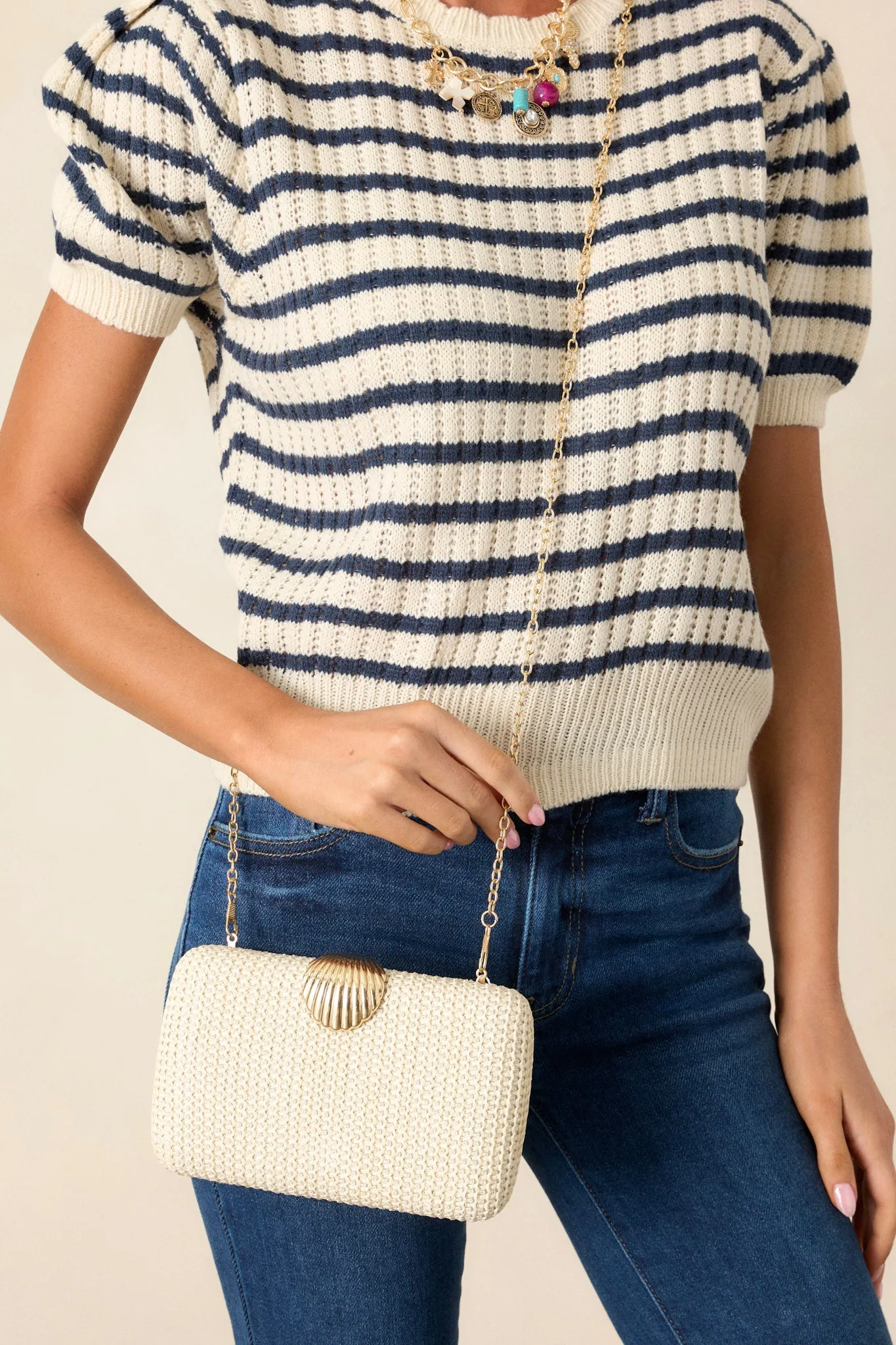 Lost In Time Natural Ivory Woven Clutch