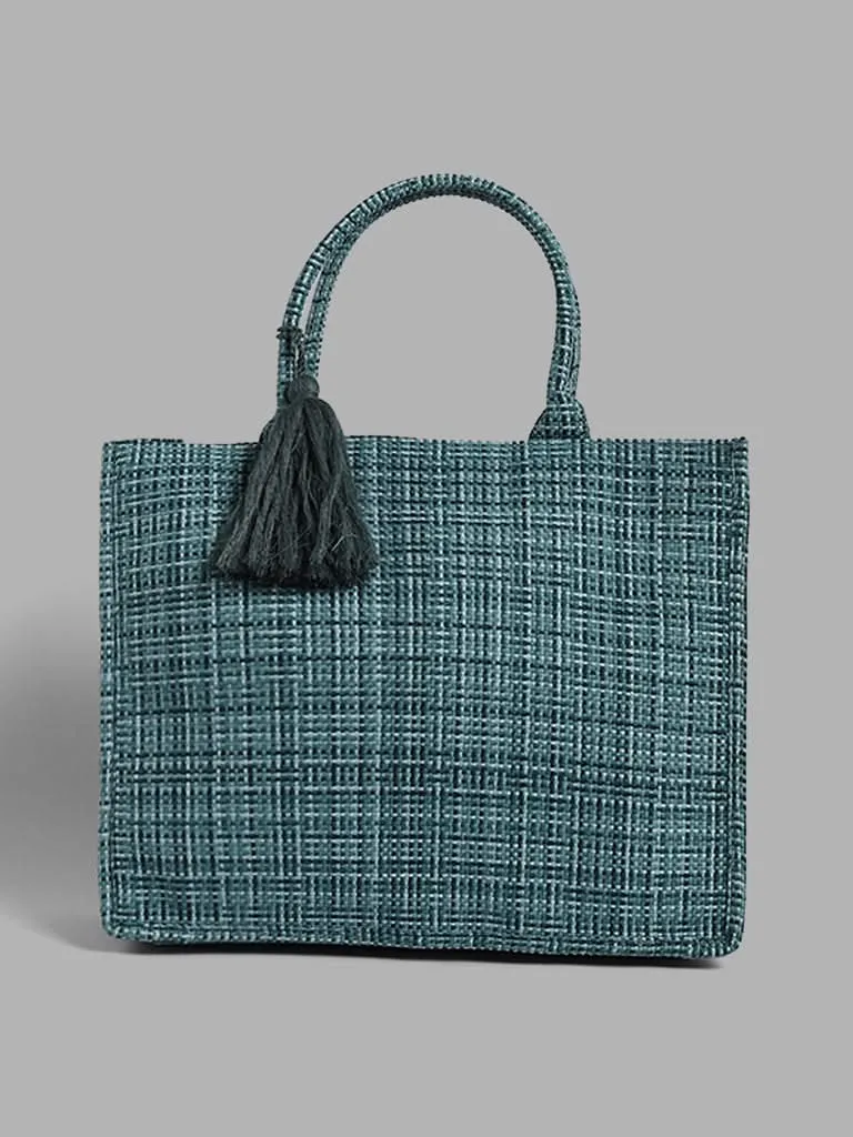 LOV Peacock Blue Woven Handbag