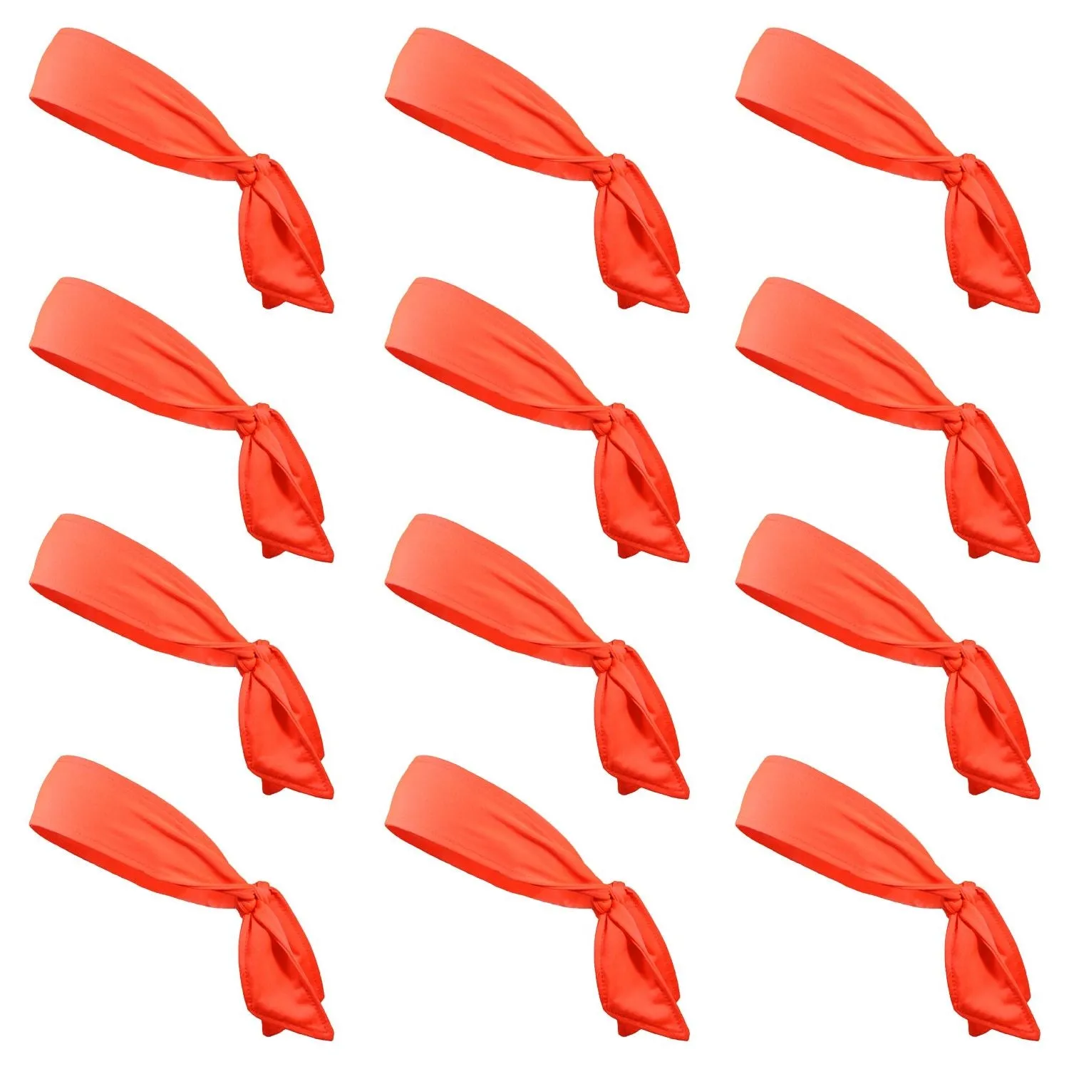 Neon Orange Tie Headbands - 12 Pack