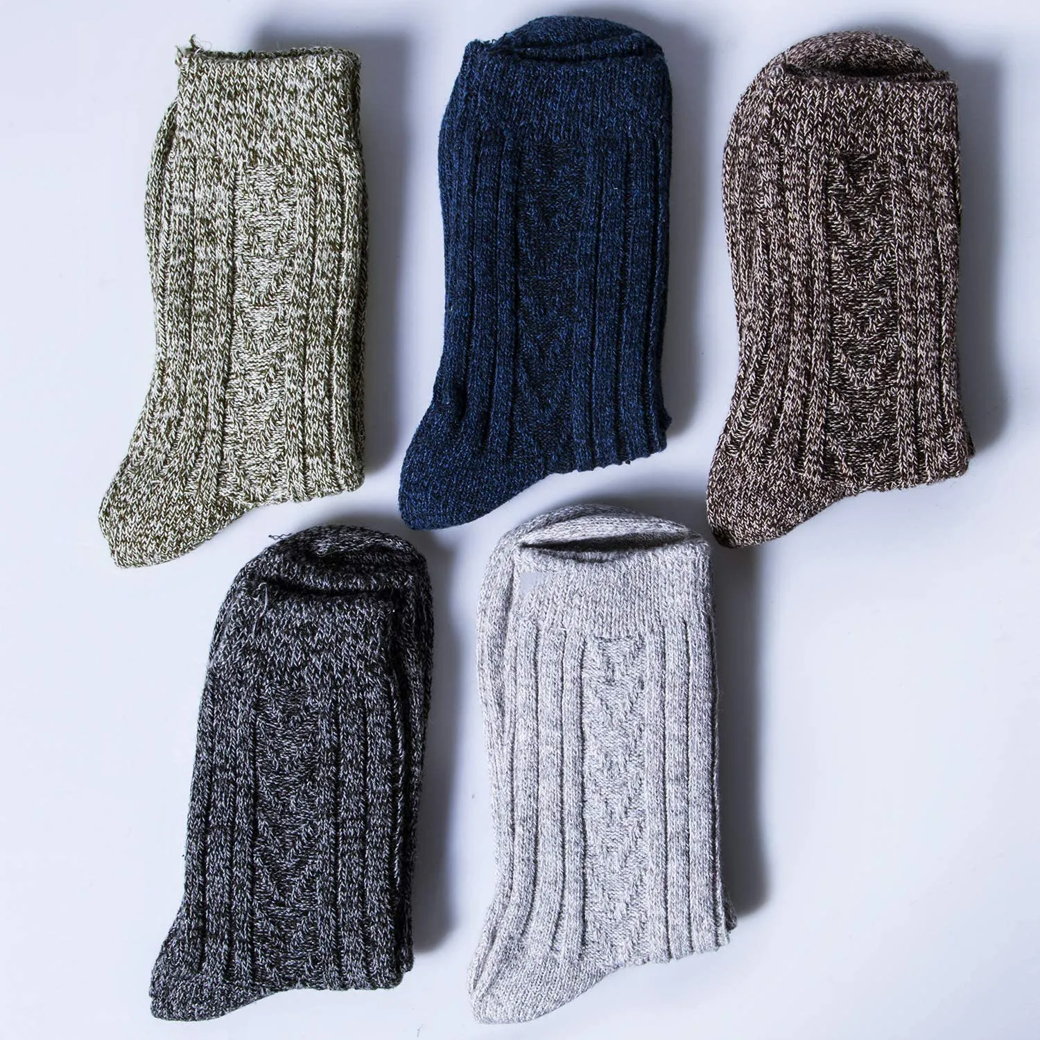 Pack of 5 Womens Winter Socks Warm Thick Knit Wool Soft Vintage Casual Crew Socks Gifts