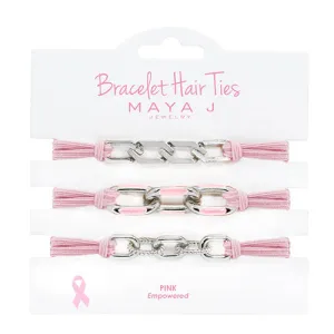 Pink and Silver Large Link Hair Tie Bracelets