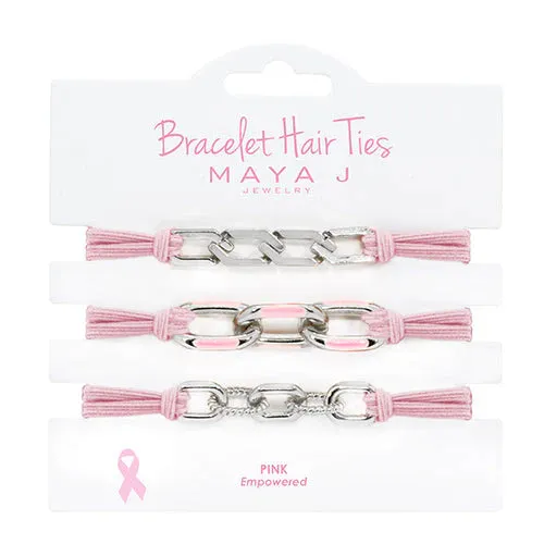 Pink and Silver Large Link Hair Tie Bracelets