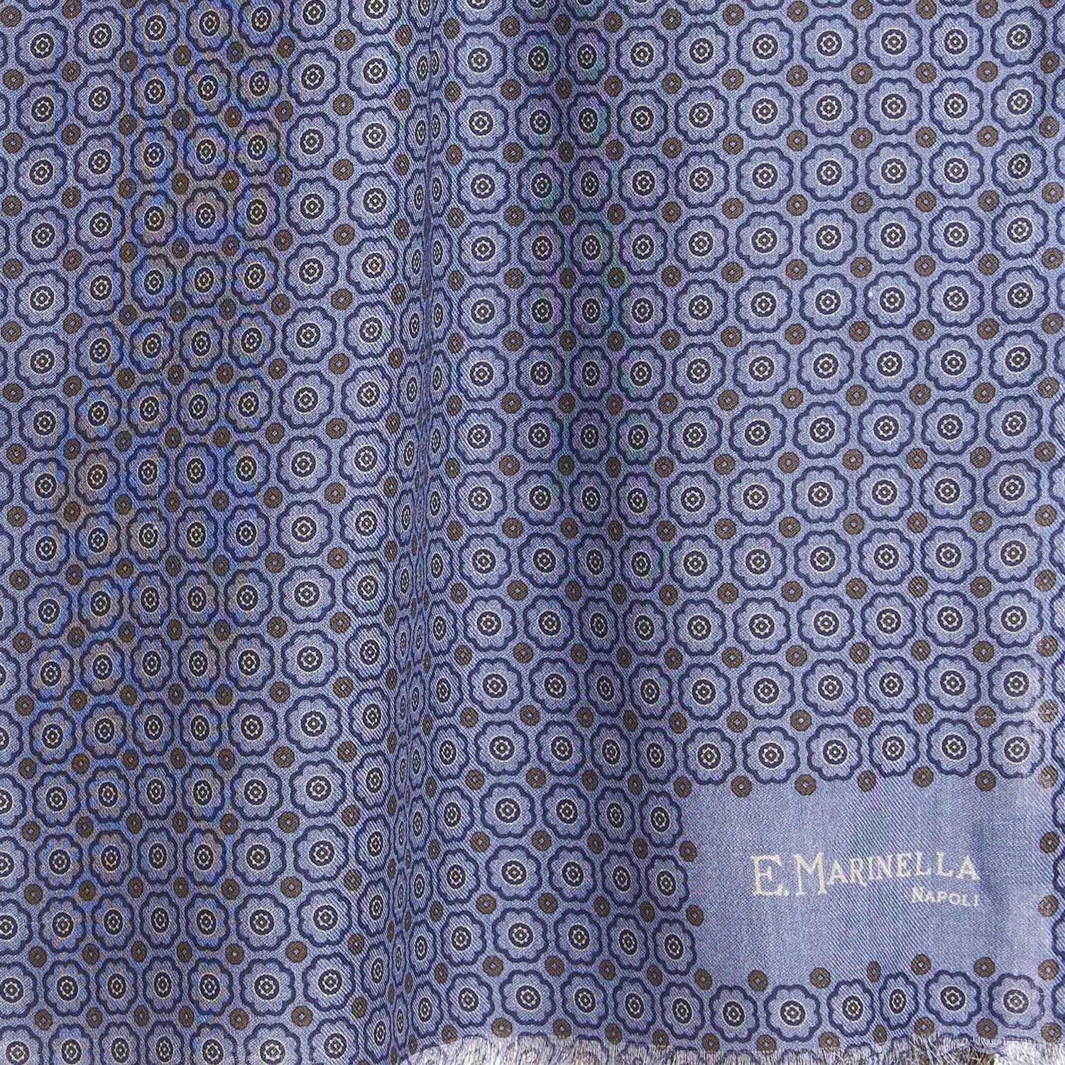 POWDER BLUE DOUBLE PATTERNED WOOL AND SILK SCARF