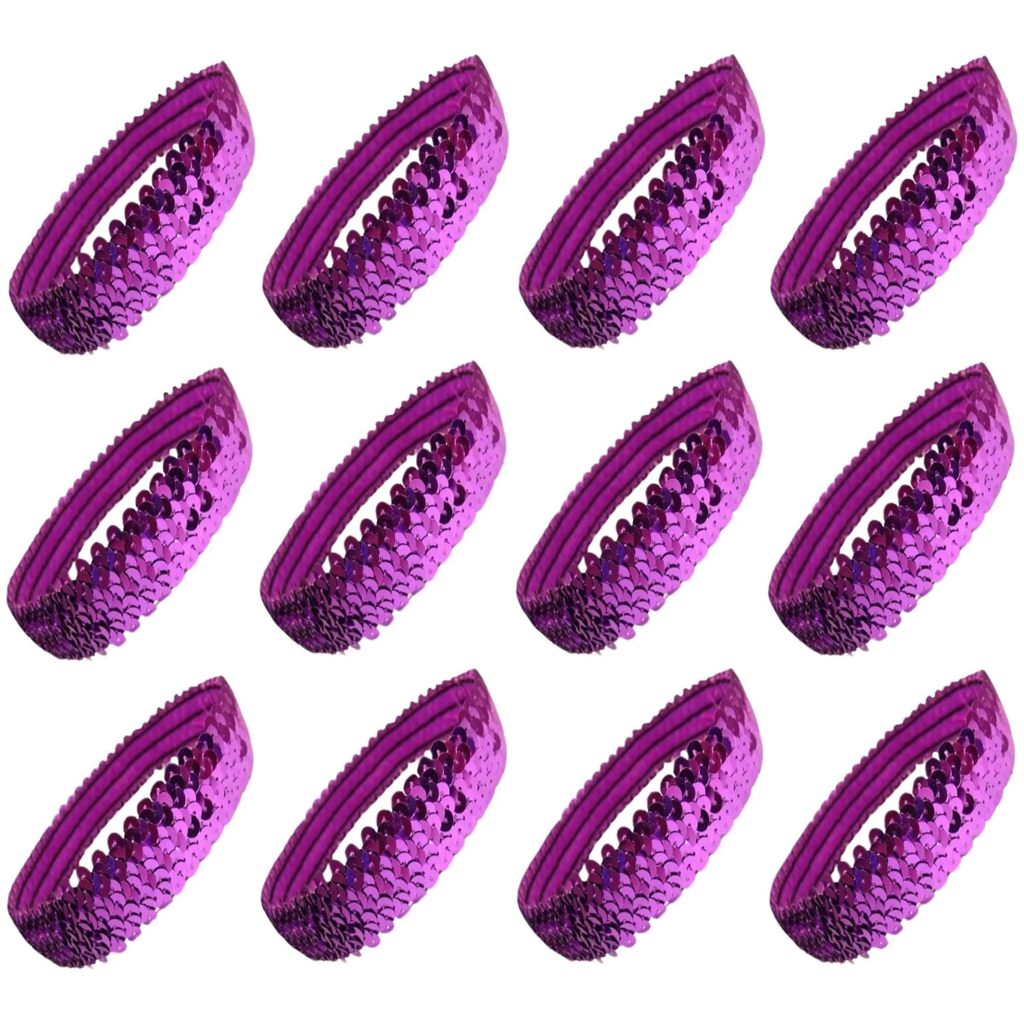 Purple Sequin Headbands - 12 Pack