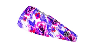 RAVEbandz The Pro - Wide Stretch Headband (Watercolor Flowers)