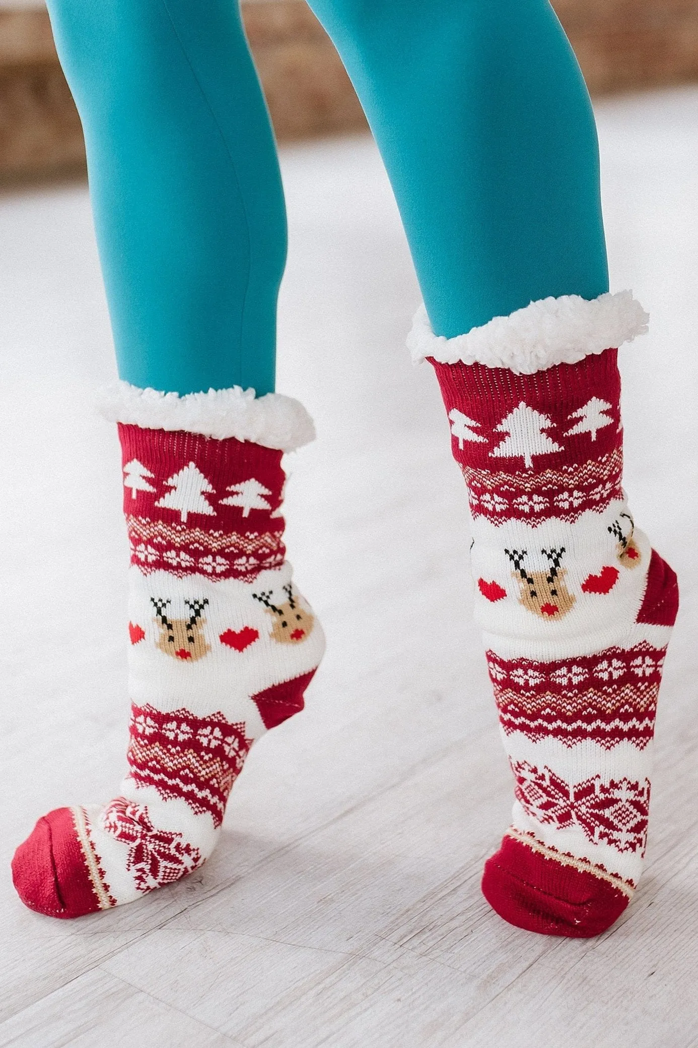 Red Reindeer Socks