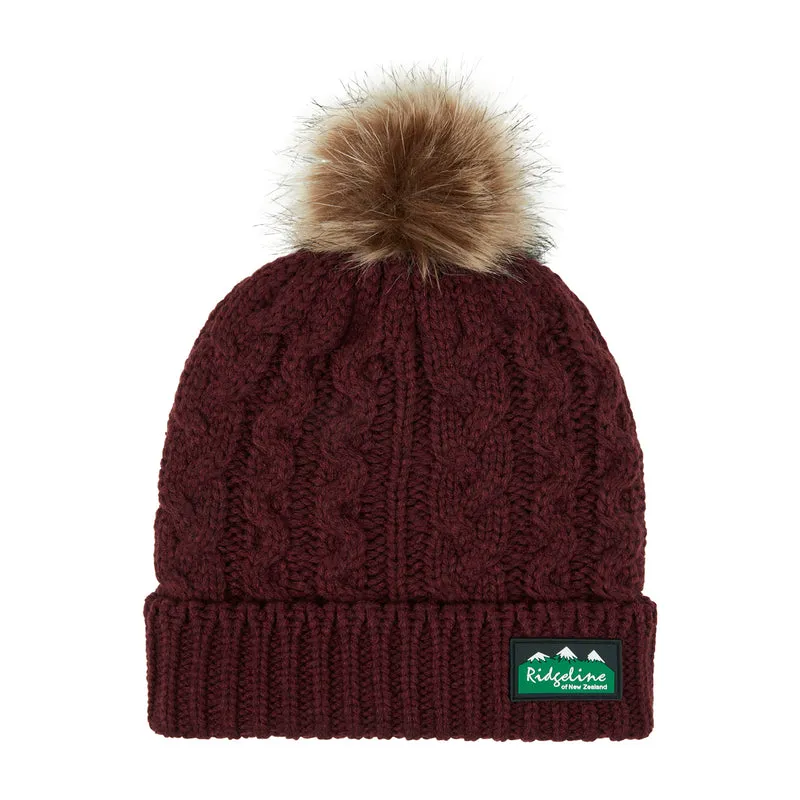 Ridgeline Nordic Fleck Bobble Hat Winter Berry