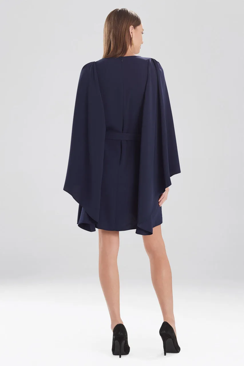 Solid Fluid Crepe Cape Dress