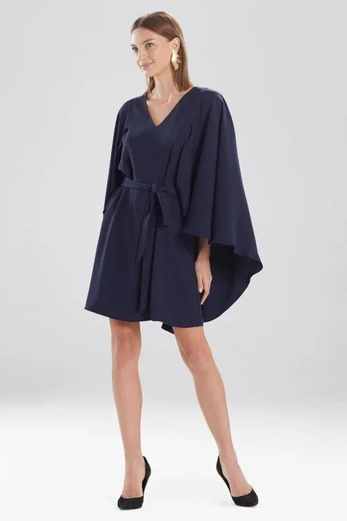 Solid Fluid Crepe Cape Dress