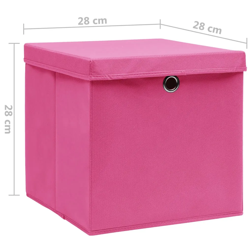 Storage Boxes with Covers 10 pcs 28x28x28 cm Pink