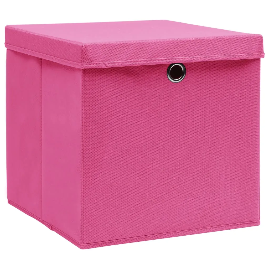 Storage Boxes with Covers 10 pcs 28x28x28 cm Pink