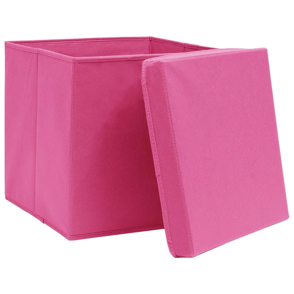 Storage Boxes with Covers 10 pcs 28x28x28 cm Pink