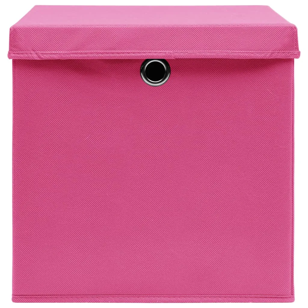 Storage Boxes with Covers 10 pcs 28x28x28 cm Pink