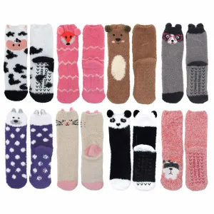 Super Soft Cozy Warm Cute Animal Non-Slip Fuzzy Crew Winter Socks