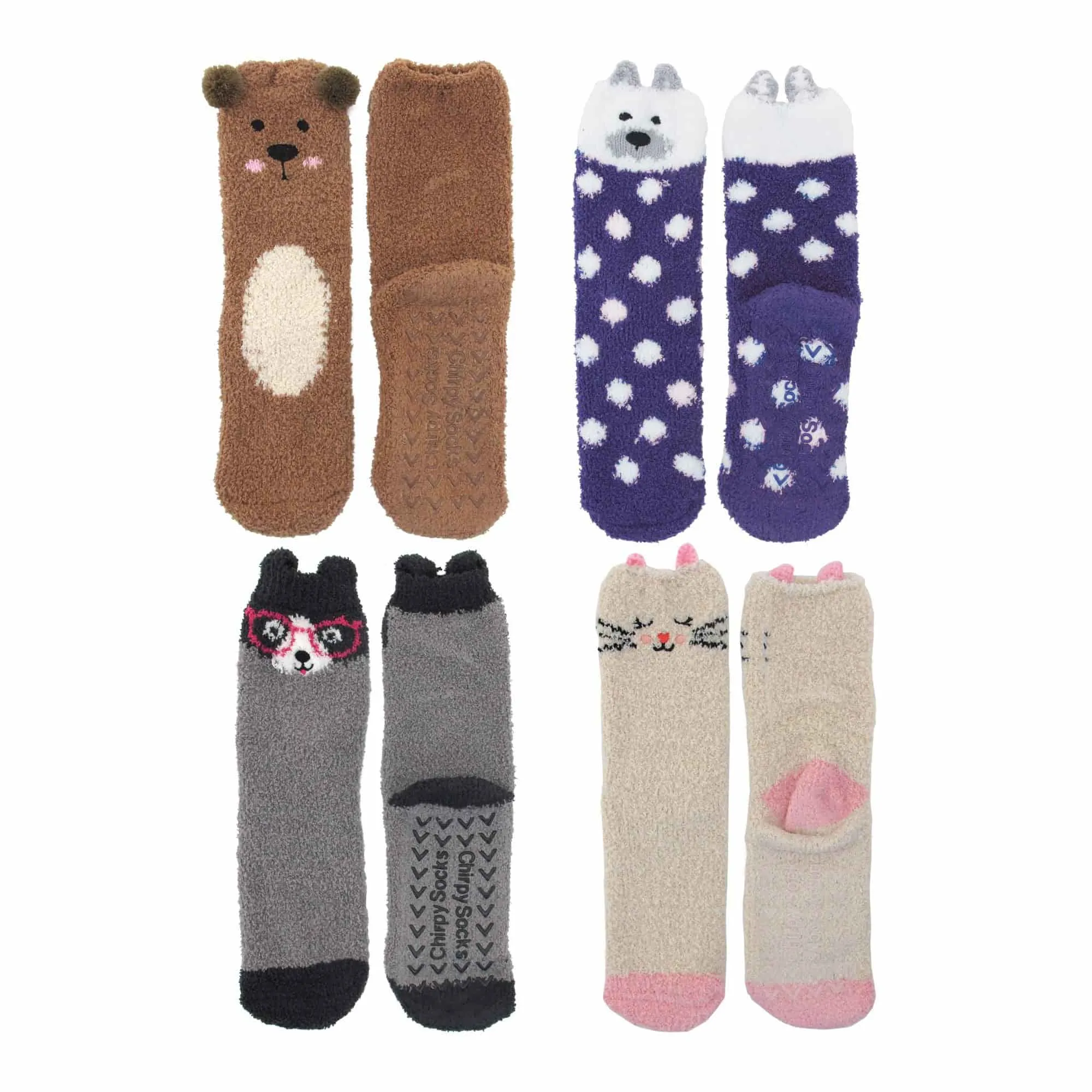 Super Soft Cozy Warm Cute Animal Non-Slip Fuzzy Crew Winter Socks