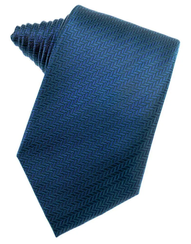 Teal Herringbone Necktie