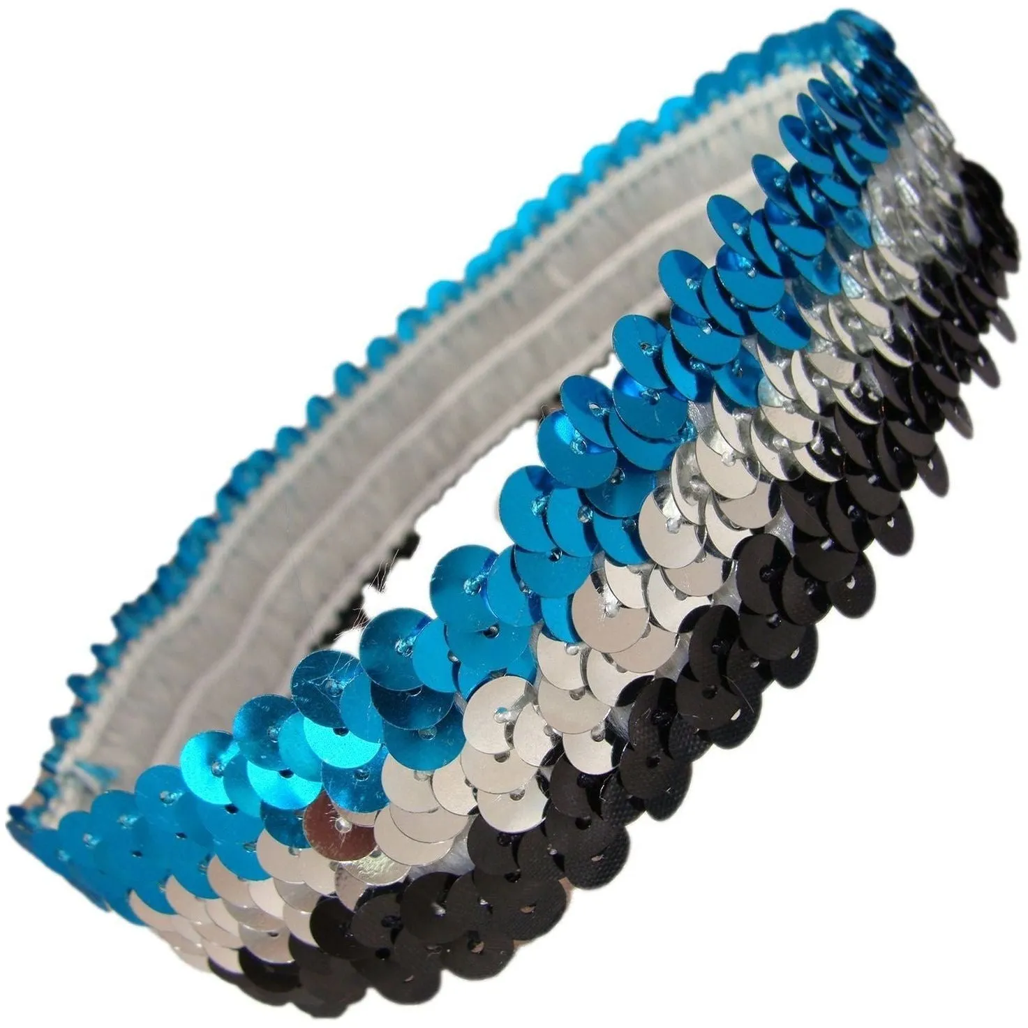 Teal Silver Black Sequin Headband