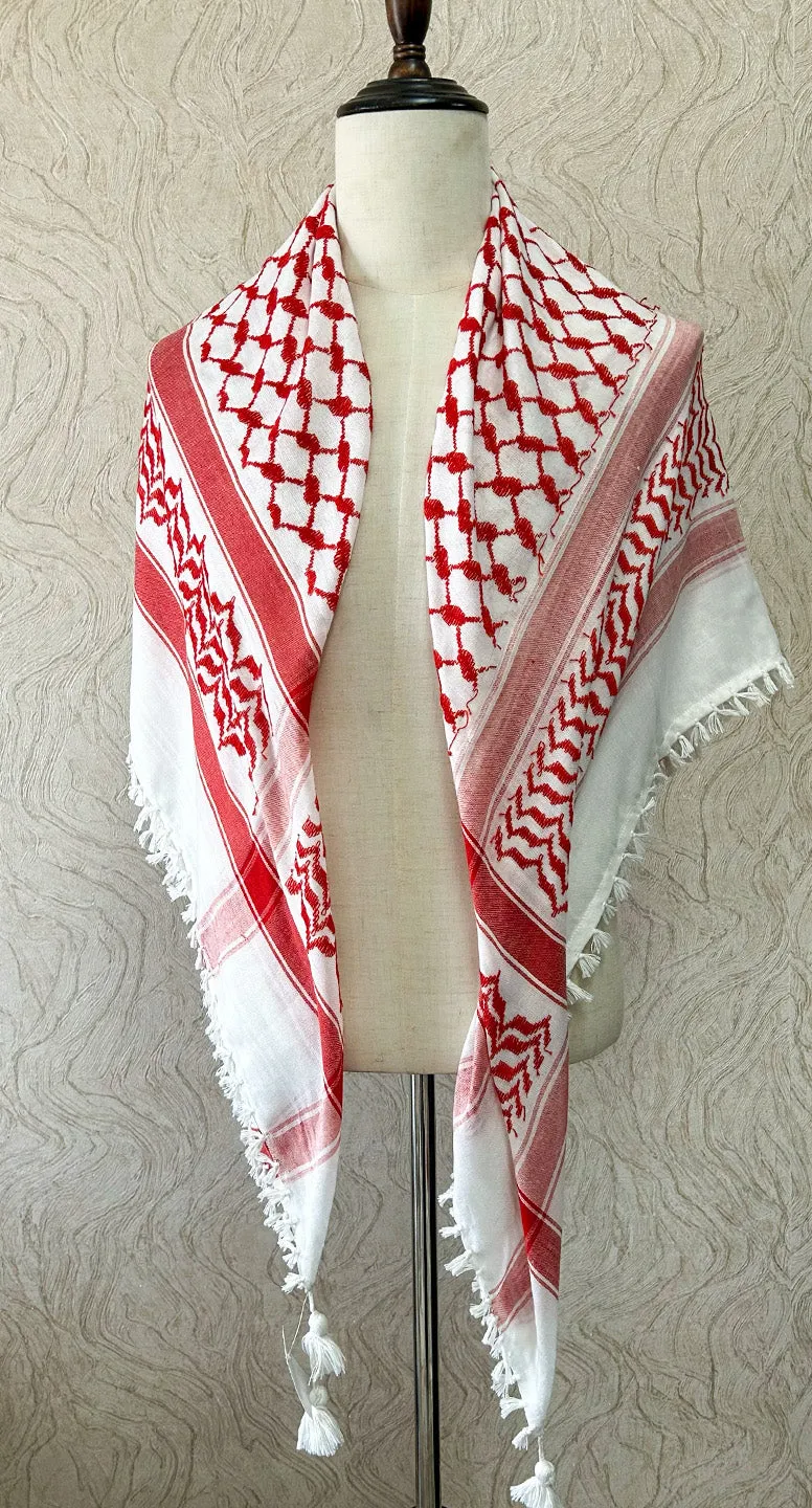 Traditional Palestine Keffiyah Scarves - Red