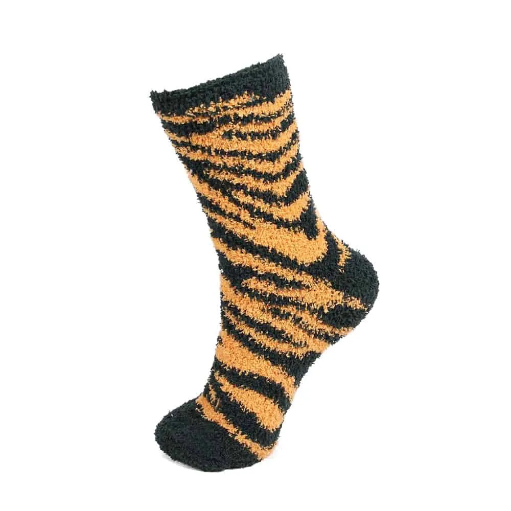 Zebra Stripe Team Spirit Fuzzy Socks