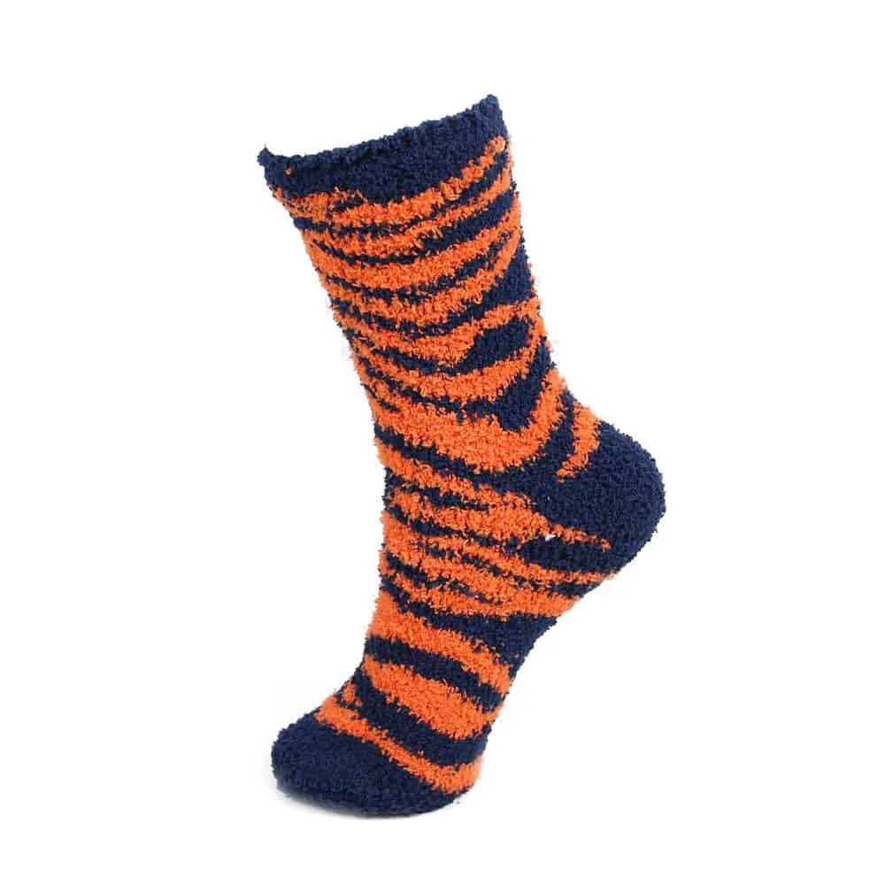 Zebra Stripe Team Spirit Fuzzy Socks