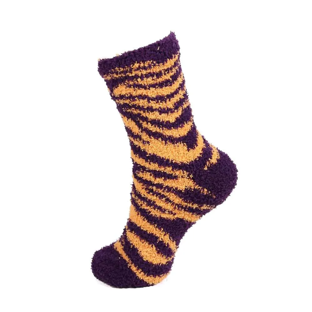 Zebra Stripe Team Spirit Fuzzy Socks