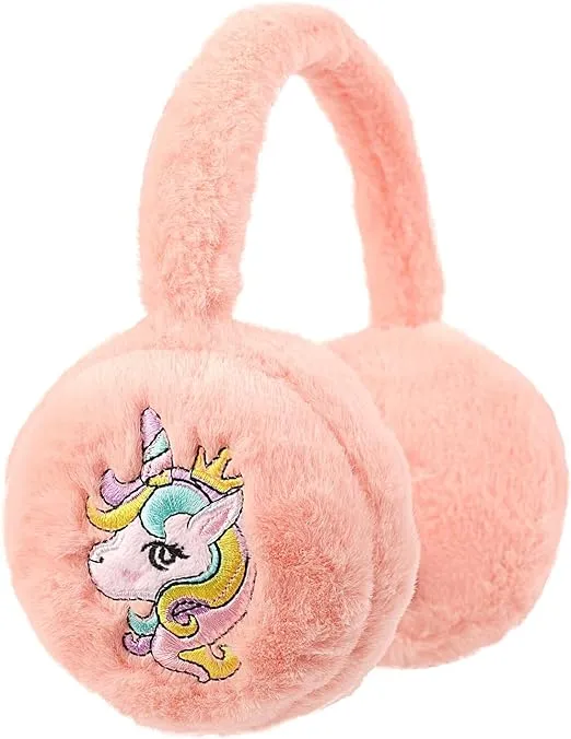 Zeltauto Kids Earmuffs Plush Ear Warmer Unicorn Thermal Winter Earmuffs Adjustable Headband for Boys Aged 6-12